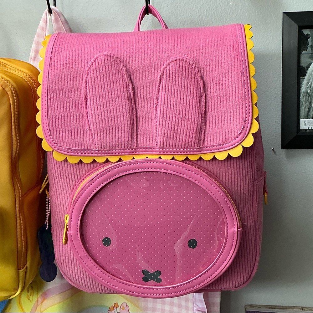 Miffy Corduroy & Faux Leather Pin Trading Backpack with Miffy Enamel Pin